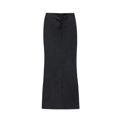 Dyed Washed Drawstring Maxi Skirt